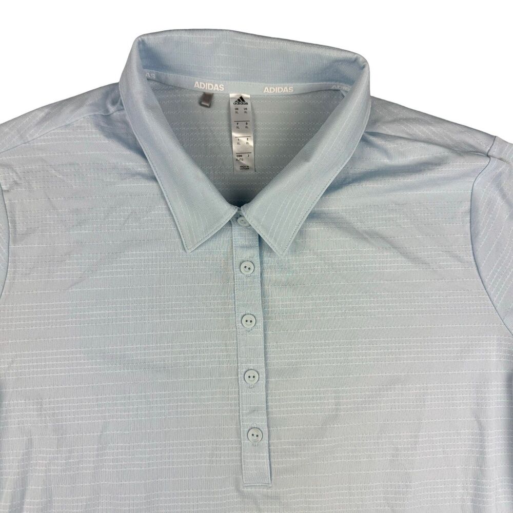 ADIDAS Polo Shirt Womens Extra Large Blue Short Sleeve Outdoor 5-Button Microdot